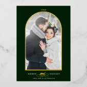 Arch Foto Merry & Bright Gold Foil Ferienkarte Folieneinladung (Vorderseite)