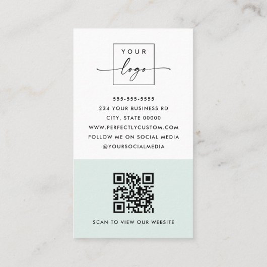 Arch-Foto minimales, blasses, staubgrünes QR-Logo Visitenkarte (Rückseite)