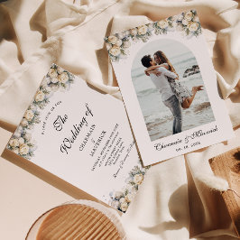 Arch Foto mit weißen Rosen Elegante Hochzeit Einladung