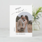 Arch Foto Modern Merry Verheiratet NewlyWed Dankeskarte (Stehend Vorderseite)