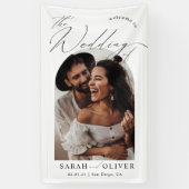 Arch Foto Moderne Script Hochzeit Willkommen Banner (Vertikal)