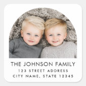 Arch Foto Moderne, trendige weiße Rücksendeadresse Quadratischer Aufkleber (Vorderseite)