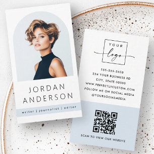 Arch Foto Modernes, minimales, hellblaues QR Logo Visitenkarte