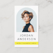 Arch Foto Modernes, minimalgelbes QR-Logo Visitenkarte (Vorderseite)