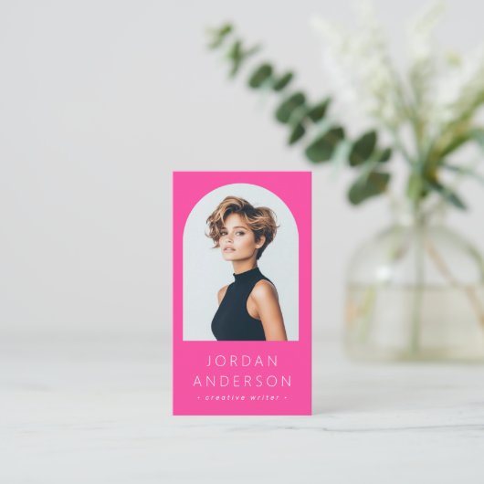 Arch-Foto, modernes minimalistisches QR-Logo in Ro Visitenkarte (Stehend Vorderseite)