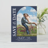 Arch Foto Navy Blue Elegante Moderne Save the Date (Stehend Vorderseite)
