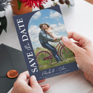 Arch Foto Navy Blue Elegante Moderne Save the Date