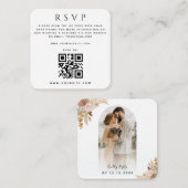 Arch Foto Pampas Grass Boho QR Code Wedding RSVP Begleitkarte (Vorne/Hinten)