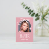 Arch Foto Pink Bow Hair QR Code Visitenkarte (Stehend Vorderseite)