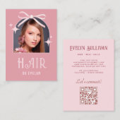 Arch Foto Pink Bow Hair QR Code Visitenkarte (Vorne/Hinten)