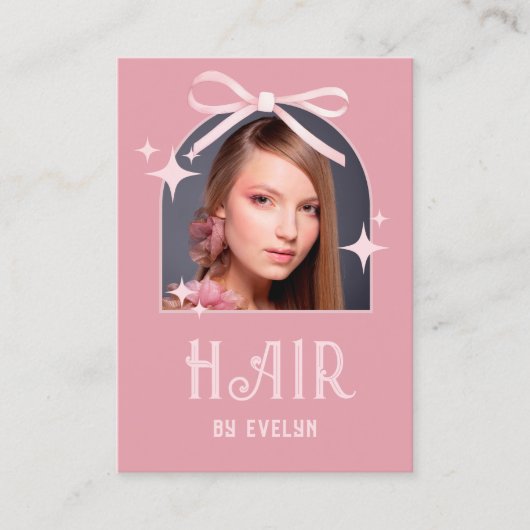 Arch Foto Pink Bow Hair QR Code Visitenkarte (Vorderseite)