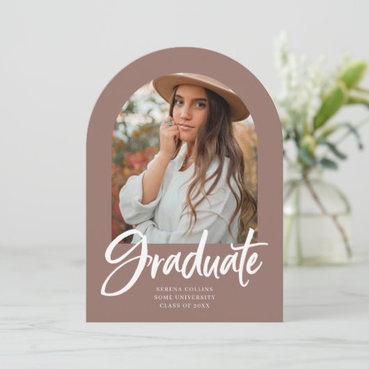 Arch Foto Pinselkalligrafie Abschluss Einladung (Stehend Vorderseite)