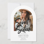 Arch Foto Pinselkalligraphie Sweet 16 Einladung (Vorderseite)