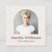 Arch Foto Retro Schriftart Name neutral hellbraun Quadratische Visitenkarte (Vorderseite)