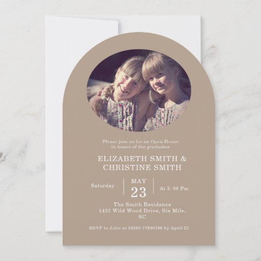 Arch Foto Twin Uni High School Abschluss Einladung (Rückseite)