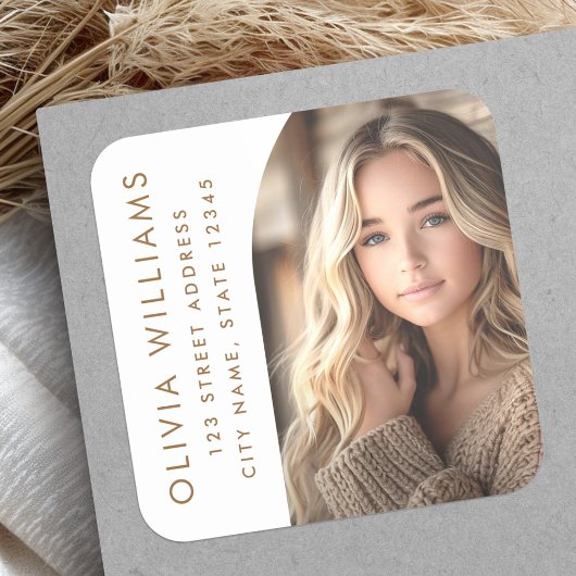 Arch Foto white grad Abschluss Rücksendeadresse Quadratischer Aufkleber