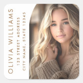 Arch Foto white grad Abschluss Rücksendeadresse Quadratischer Aufkleber (Vorderseite)