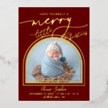 Arch Frame Birth Announction Foil Postcard Folien Feiertagspostkarte<br><div class="desc">Moderne Kalligraphie,  Erzthema Weihnachtspostkarte. Einfach mit Ihren Daten personalisieren. BITTE BEACHTEN SIE: Für Hilfe bei Bestellungen,  Versand,  Produktinformationen usw. wenden Sie sich direkt an den Zazzle Kundenservice.</div>