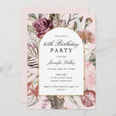 Arch Frame Botanische Geburtstagsparty, rosa Einladung (Vorne/Hinten)