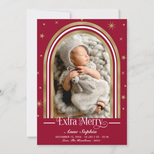 Arch Frame Extra Merry Birth Ankündigung (Vorderseite)