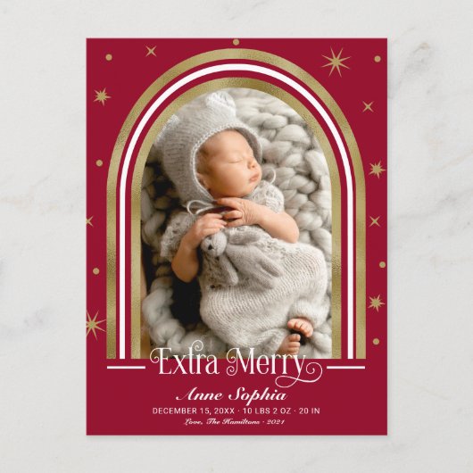 Arch Frame Extra Merry Birth Ankündigung (Vorderseite)