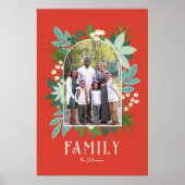 Arch Frame Floral Frohe Weihnachten Foto Poster (Vorne)