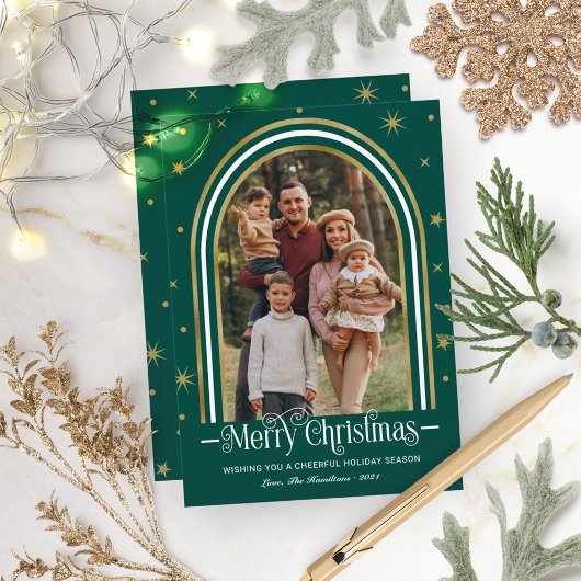 Arch Frame Weihnachtskarte Familienfoto Feiertagskarte