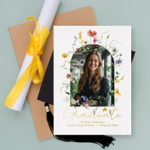 Arch Garden Floral Graduate Gold Foil Announcement