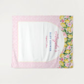 Arch Girly Pink Lemons Kinderdusche Foto Hintergru Wandteppich (Vorderseite (Horizontal))