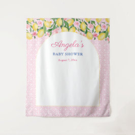 Arch Girly Pink Lemons Kinderdusche Foto Hintergru Wandteppich