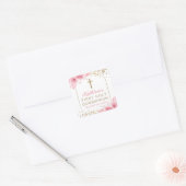 Arch Gold Glitzer Rosa Blumenstrauß Erstkommunion Quadratischer Aufkleber (Umschlag)