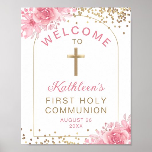 Arch Gold Pink Floral Erste Heilige Kommune Willko Poster (Vorne)
