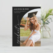 Arch Graduation Party für Minimalistisches Foto Einladung (Stehend Vorderseite)