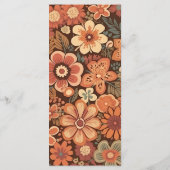 Arch Groovy Retro 70er Floral Wedding Menükarte (Rückseite)