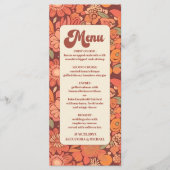 Arch Groovy Retro 70er Floral Wedding Menükarte (Vorderseite)