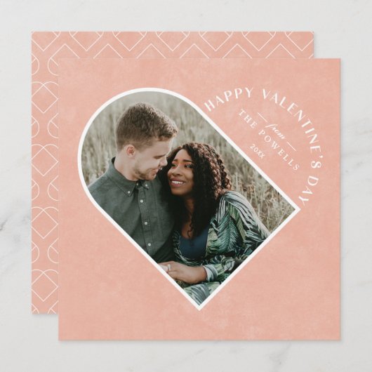 Arch Heart Valentine's Day Foto Card - Peach Einladung (Vorne/Hinten)
