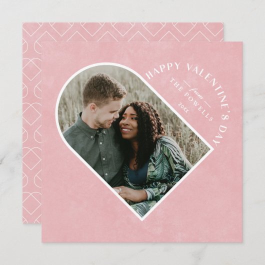 Arch Heart Valentine's Day Foto Card - Rosa Einladung (Vorne/Hinten)