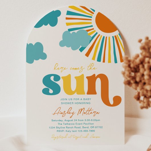 Arch Here Comes The Sun Baby Shower Invitation Einladung