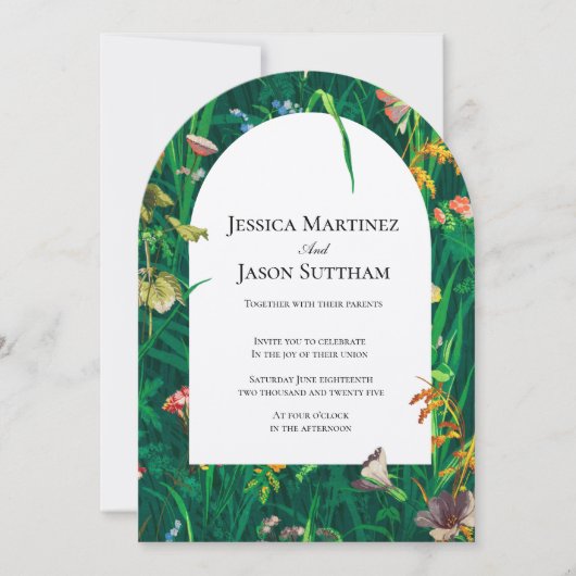 Arch-Hochzeit der bemalten Wildblume Einladung (Vorderseite)