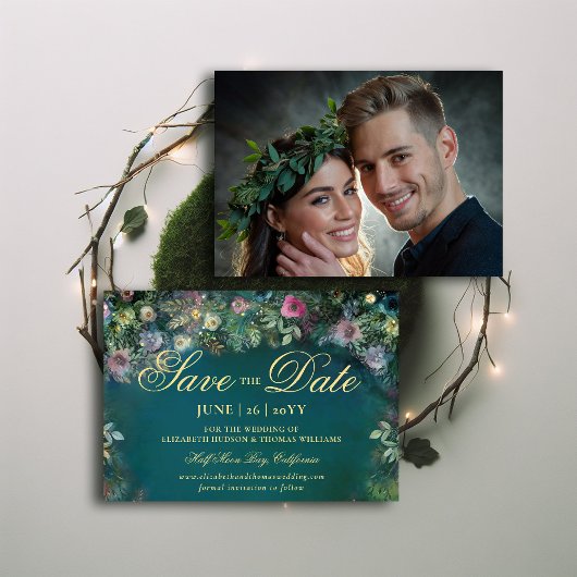 Arch-Hochzeit der verzauberten Rose speichern Sie  Einladung