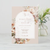 Arch Hochzeit im Herbst laden | Blush & Fall Flora Einladung (Stehend Vorderseite)