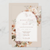 Arch Hochzeit im Herbst laden | Blush & Fall Flora Einladung (Vorne/Hinten)