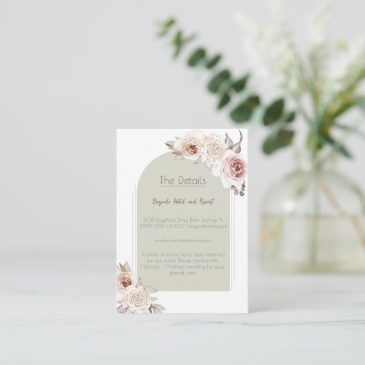 Arch-Hochzeit mit Bohemischer Rose Begleitkarte (Stehend Vorderseite)