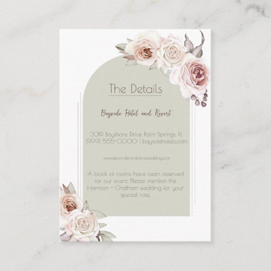 Arch-Hochzeit mit Bohemischer Rose Begleitkarte (Vorderseite)