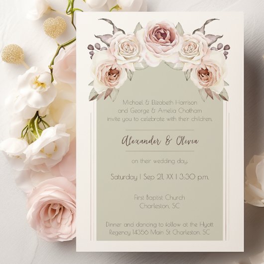 Arch-Hochzeit mit Bohemischer Rose Einladung