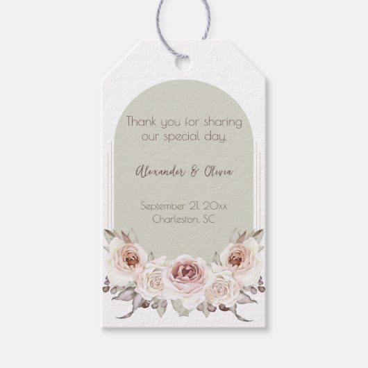 Arch-Hochzeit mit Bohemischer Rose Geschenkanhänger (Vorderseite)