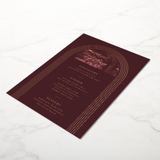 Arch Holiday Party Menu Card Foil Painted Arch Par Folieneinladung (Gedreht)