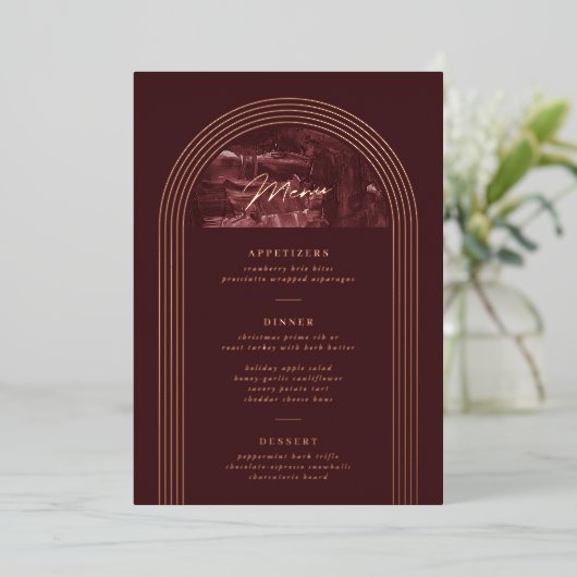 Arch Holiday Party Menu Card Foil Painted Arch Par Folieneinladung (Stehend vorne)