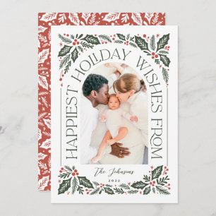 Arch Holly Berry 3 Foto Collage Feiertagskarte