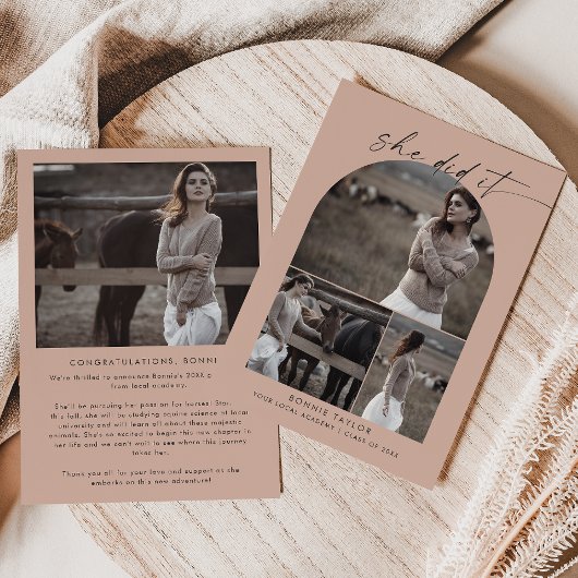 Arch Lachs Sie machte es Foto Collage Abschluss Ankündigung